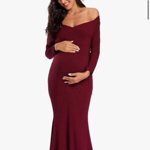 Burgundy Maternity Dress, L
